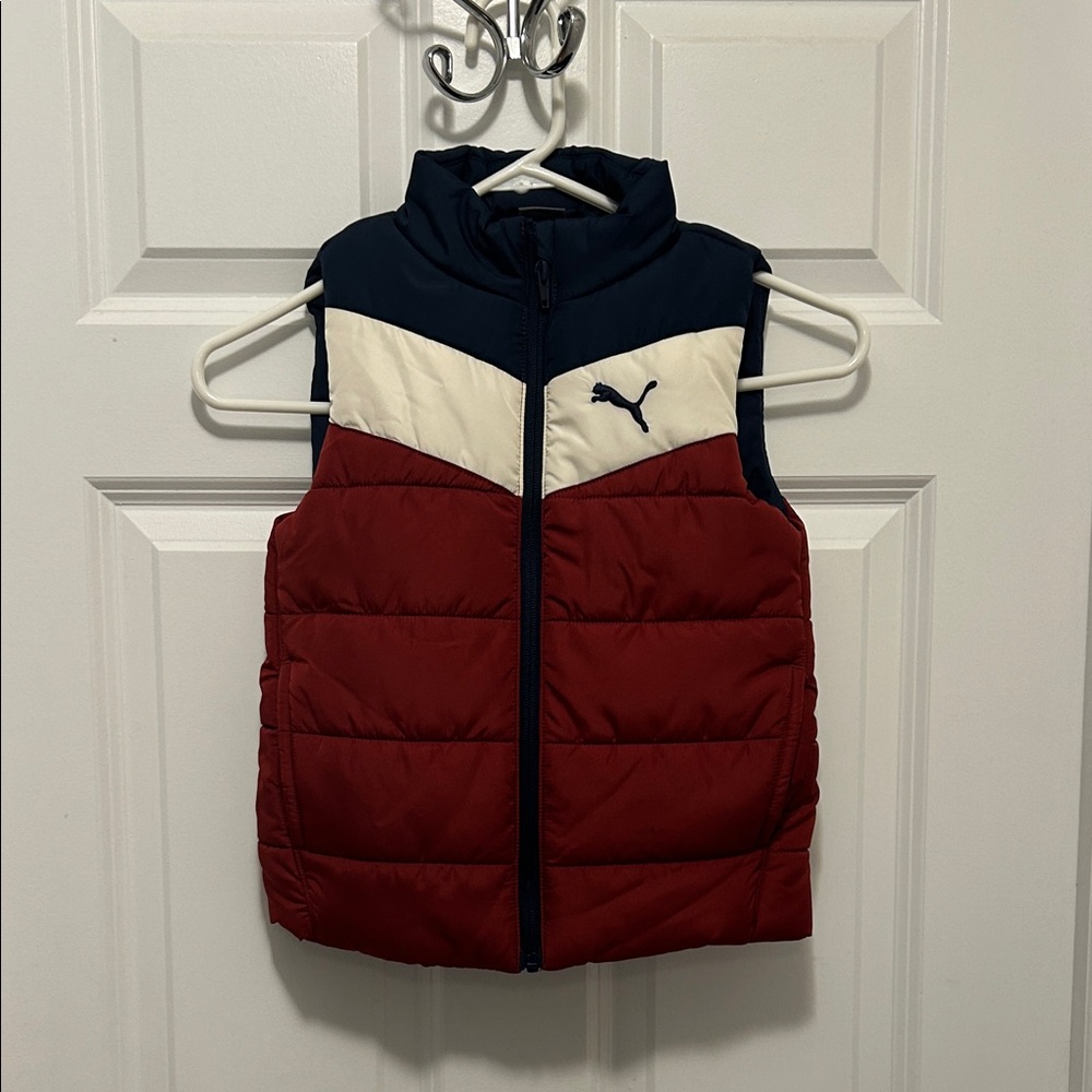 Kids Puma Navy and Red Puffer Vest